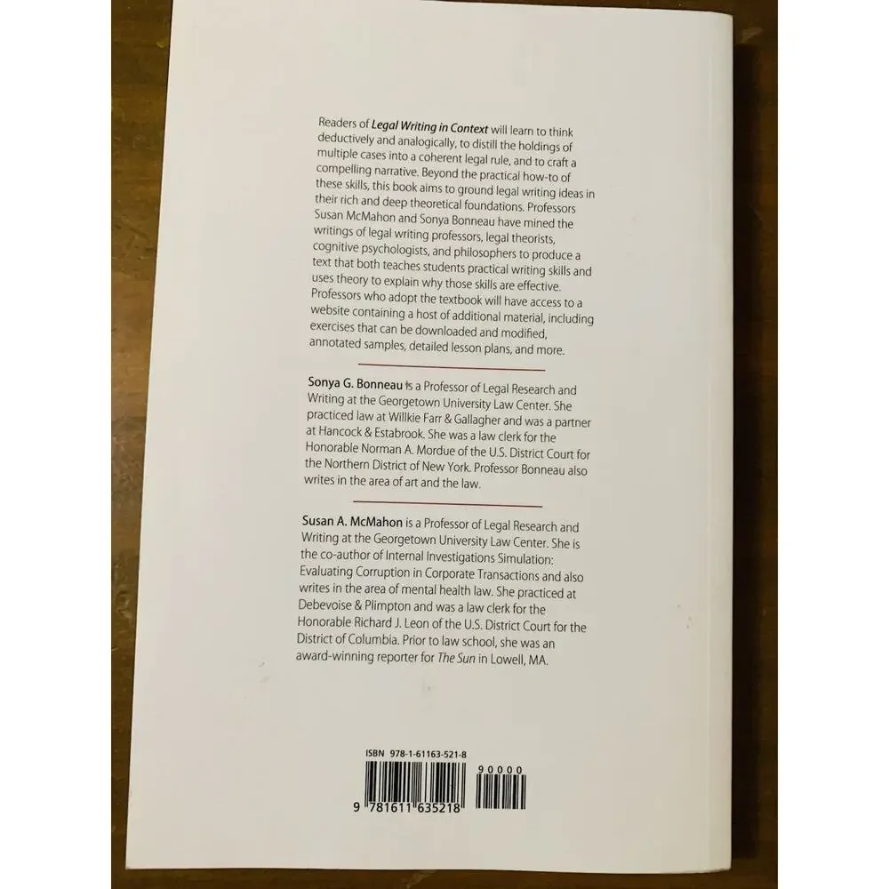 Legal Writing in Context Paperback Susan, Bonneau, Sonya McMahon 2017
